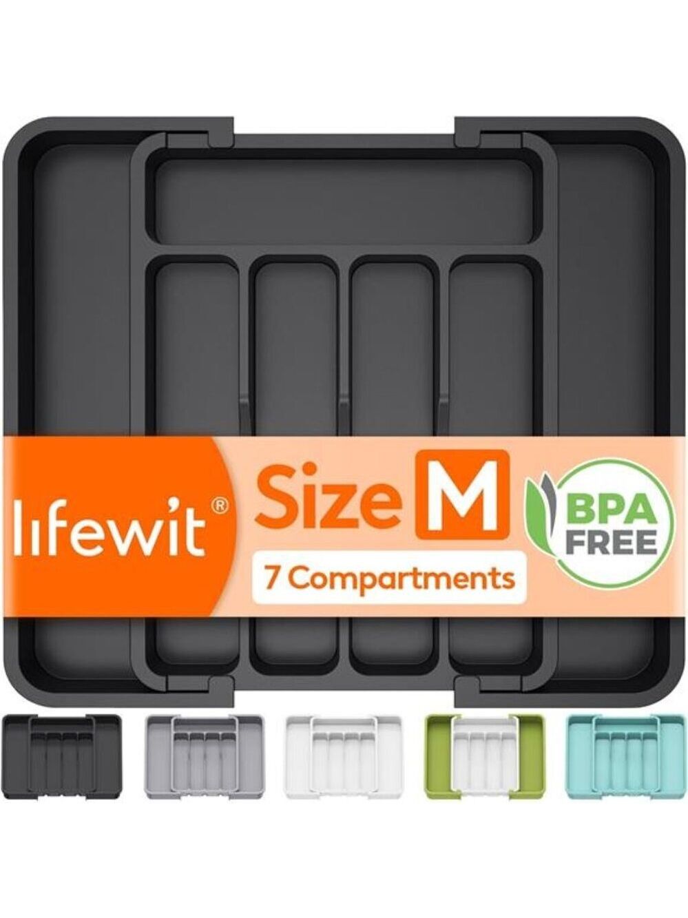 Expandable silverware drawer organizer adjustable utensil tray kitchen storage b